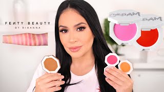 NEW FENTY BEAUTY CREAM BLUSH amp CREAM BRONZERS  REVIEW  SWATCHES ALL SHADES  ROSITAAPPLEBUM 2020 [upl. by Gasper]