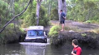 Supercharged Pajero Cape York 2012 Nolans Brook crossing with camper trailer 2762012 [upl. by Wenn]