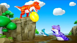 Stegosaurus Egg Rescue Adventure Trex Dinosaurs vs Allosaurus  Crazy Dinosaurs Fights Comedy [upl. by Scottie]