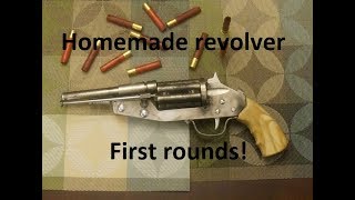 Homemade revolver range test first rounds [upl. by Ltihcox15]