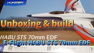 E Flight HABU STS 70mm EDF Unboxing amp build [upl. by Annaear]