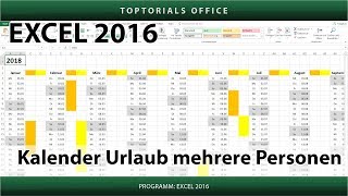 Kalender  Urlaub für mehrere Personen markieren  Download Excel [upl. by Flower]