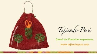 Bolso dispensador de pita tejido en dos agujas y crochet [upl. by Grishilda]