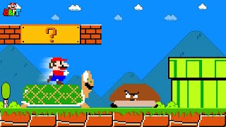 Super Mario Bros but everything Mario jumps on turns into LONGER  Game Animation [upl. by Druce]