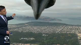 Bird photobombs weather report  KTVU [upl. by Dilaw]