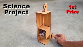 How to make lift model science project  Elevator working model [upl. by Aalst729]