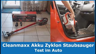 CLEANmaxx AkkuZyklonStaubsauger beutellos  Test im Auto Auto aussaugen [upl. by Amlas]