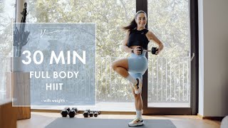 30 MIN KILLER HIIT Workout  With weights No repeat  Full Body Cardio and Strength Home Workout [upl. by Atile799]