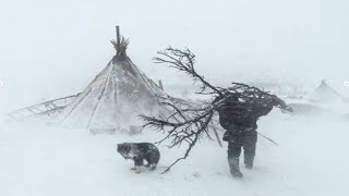 EXTREME Winter SNOW STORM Camping in Alaska 36C Backcountry Hot Tent Camping ASMR [upl. by Yeliac299]