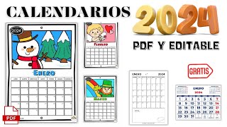 Calendario 2024 para imprimir gratis PDF Y EDITABLE [upl. by Avaria]