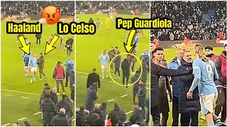 😡 Haaland shoulderbarging Lo Celso and Guardiola had to rush over to stop the situation [upl. by Dulcle]