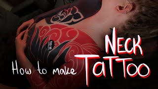 How to blackout tattoo a neck  Bodysuit tattoo with NUMBING cream  AbuSev blackout tattoo tutorial [upl. by Coats]