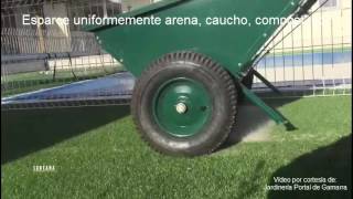 🌱 Recebadora manual LT180 esparciendo arena [upl. by Waddington]