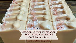 How I Make SOOTHING CALAMINE Soap w Aloe Vera  How to Steam Soap tops  Ellen Ruth Soap [upl. by Francine]