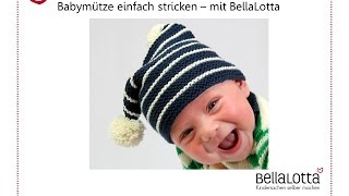 Bömmelmütze für Babys stricken  Einfach stricken lernen [upl. by Kciderf]