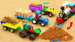 Top most creative diy mini tractor transporting  Lets help train stopped by sand on the rail [upl. by Anerys]