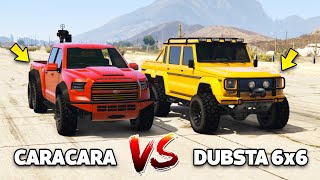 GTA 5 ONLINE  CARACARA VS DUBSTA 6x6 WHICH IS FASTEST [upl. by Leizar368]