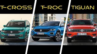 2019 Volkswagen TCross vs 2018 Volkswagen TRoc vs 2018 Volkswagen Tiguan [upl. by Lennej708]