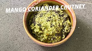 mavinakayi chutneygreen mango chutney recipemango cilantro chutneycoriander and raw mango chutney [upl. by Ayotan]