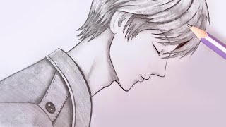 Easy anime drawing  How to draw Anime Boy  step by step  Pencil Sketch for beginners [upl. by Airdnal]