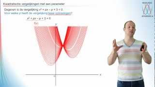 Kwadratische vergelijkingen met een parameter vwo 3  WiskundeAcademie [upl. by Loutitia]