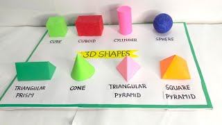 3D shapes model for school project3D geometrical shapes3D shapes math projectmath tlm 3D shapes [upl. by Airitak704]