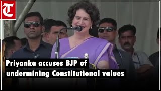 Wayanad bypoll Priyanka accuses BJPled Centre of undermining Constitutional values [upl. by Phelps]