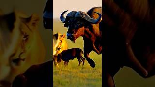 Mom buffalo Vs lions angry buffalo lionyoutubeshorts viralvideoindia wildlife اليتيوبشاهد [upl. by Leahcimrej494]