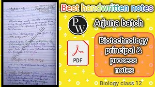 biotechnology principal amp process notesclass 12 chapter 9 biology notespw Arjuna batch notes [upl. by Inverson]