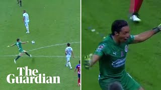 Chivas goalkeeper scores from own penalty area in Mexican football match [upl. by Alimaj]