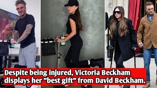 Despite being injured Victoria Beckham displays her quotbest giftquot from David Beckham [upl. by Norrab642]