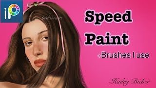 Speed Paint On Ibis Paint X  All the brushes I use  Hailey Bieber [upl. by Bunnie]