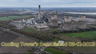 Fiddlers Ferry Power Station Demolition of Cooling Towers 03122023 [upl. by Perreault14]