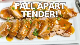 Easy Slow Cooker Recipe  Garlic Crock Pot Pork Tenderloin [upl. by Launam]