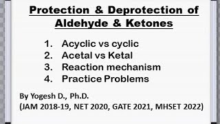 Protection and Deprotection of Aldehyde amp Ketones  Detailed Mechanism  Practice Problems [upl. by Yewed]