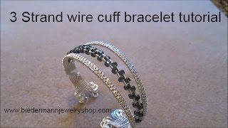 3 Strand Wire cuff bracelet with beads [upl. by Zavala]