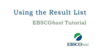 Using the EBSCOhost Result List  Tutorial [upl. by Hanny]