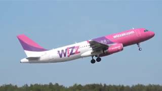 Lądowanie i start samolotu linii WizzAir na lotnisku w Gdańsku Rębiechowie [upl. by Kabab]