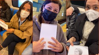 DRAWİNG REALİSTİC PORTRAİTS of STRANGERS on THE SUBWAY  Best Surprise Reactions 6 [upl. by Aiksa]