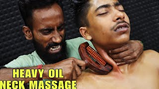 Heavy Oil Neck Massage  Satisfying Head Massage amp Neck Cracking  Chest Massage with Oil  ASMR [upl. by Asilehc513]