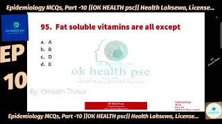 Epidemiology MCQs Part 10 OK HEALTH psc Health Loksewa License [upl. by Nosnor]