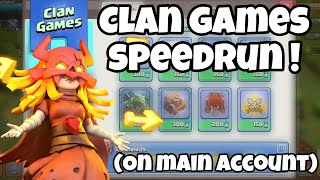 Speedrun Clan Games on my MAIN ACCOUNT [upl. by Nealey213]