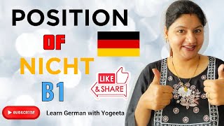 B1  Lektion 18  Stellung von “ Nicht ”  position of nicht  Learn German with Yogeeta [upl. by Navarro508]