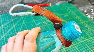 Leather project for beginners a bottle holder for your belt [upl. by Lanford]