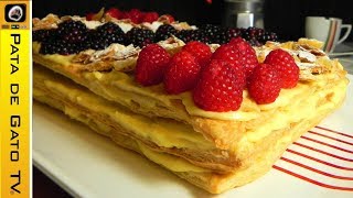 Pastel Mil Hojas relleno de crema pastelera  Millefeuille Cake [upl. by Islek579]