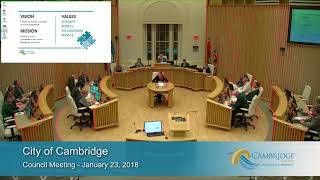 City of Cambridge City Council  January 23 2018 [upl. by Eisiam]