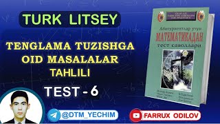 Tenglama tuzishga oid masalalar TEST6  Turk litsey yechimlari [upl. by Alameda120]