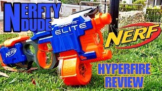 NERF ELITE HYPERFIRE REVIEW FIVE DARTS PER SECOND  NERFTY DUDE [upl. by Jedlicka]