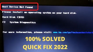 Boot Device Not Found Hard Disk  3F0  Please install an operating system on your hard disk HP [upl. by Josh]