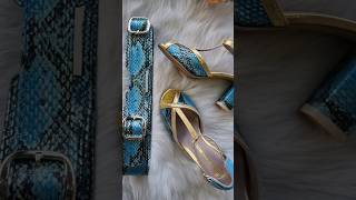 Gold and Blue Leather set alexanderbratscher custommade shoes handmade snakeleather goldheels [upl. by Garin]